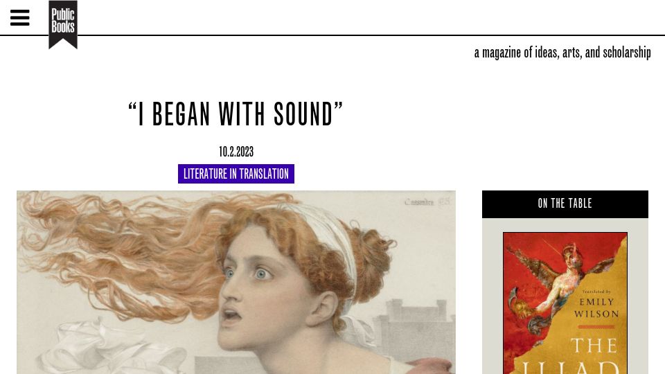 Screenshot of publicbooks.org: I Began with Sound