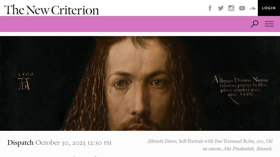 Screenshot of newcriterion.com: Ever-Enduring Dürer