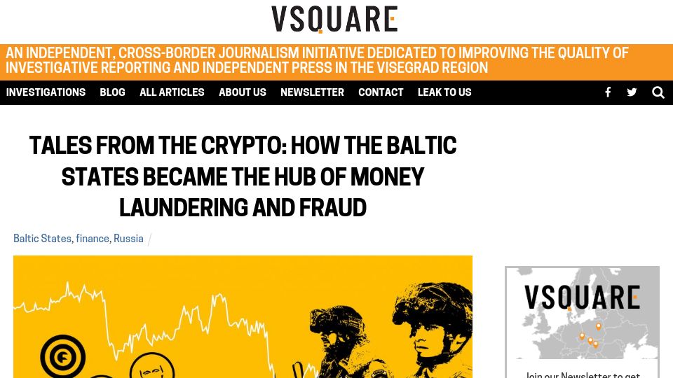 Screenshot of vsquare.org: How the Baltic states became the hub of crypto money laundering and fraud