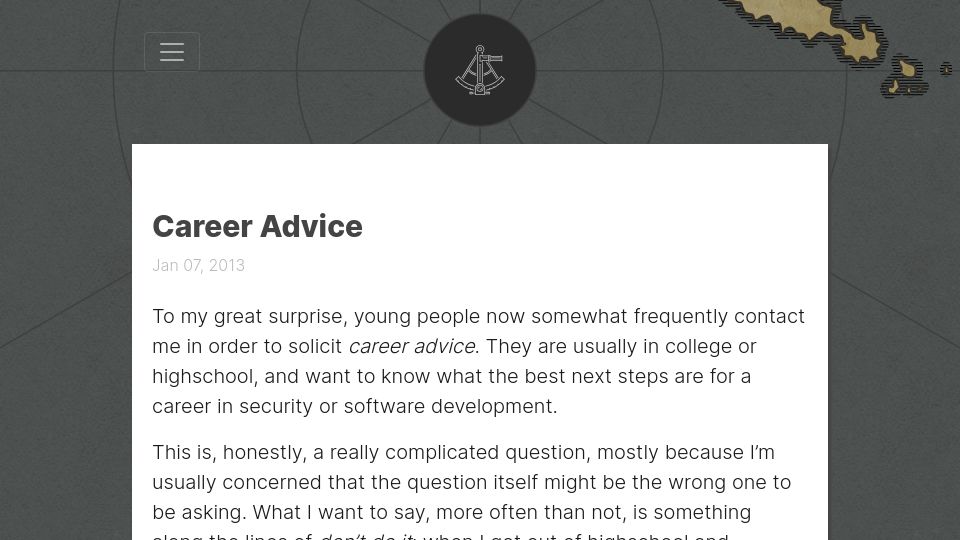 Screenshot of moxie.org: Career Advice (2013)