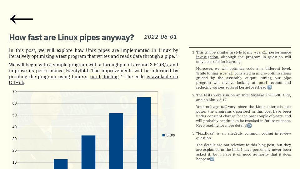 Screenshot of mazzo.li: How fast are Linux pipes anyway? (2022)