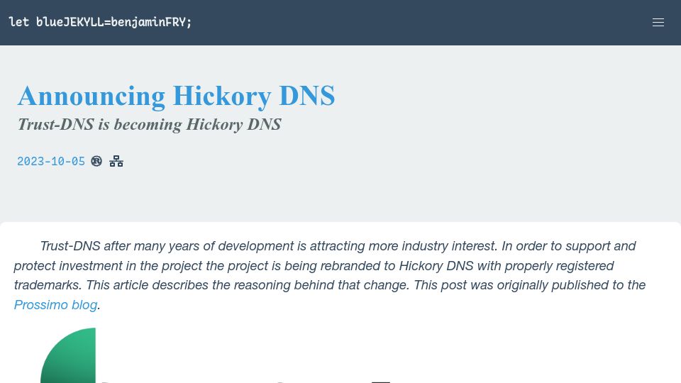 Screenshot of bluejekyll.github.io: Hickory DNS