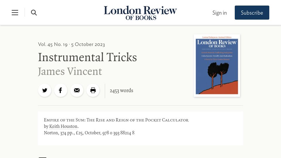 Screenshot of lrb.co.uk: Instrumental Tricks