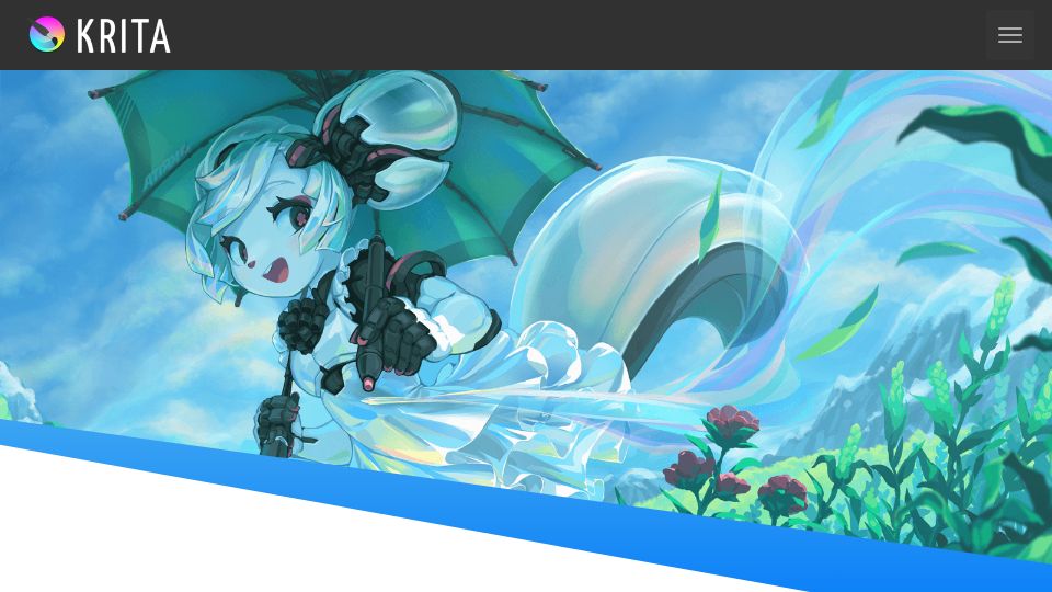 Screenshot of fund.krita.org: Krita fund has no corporate support
