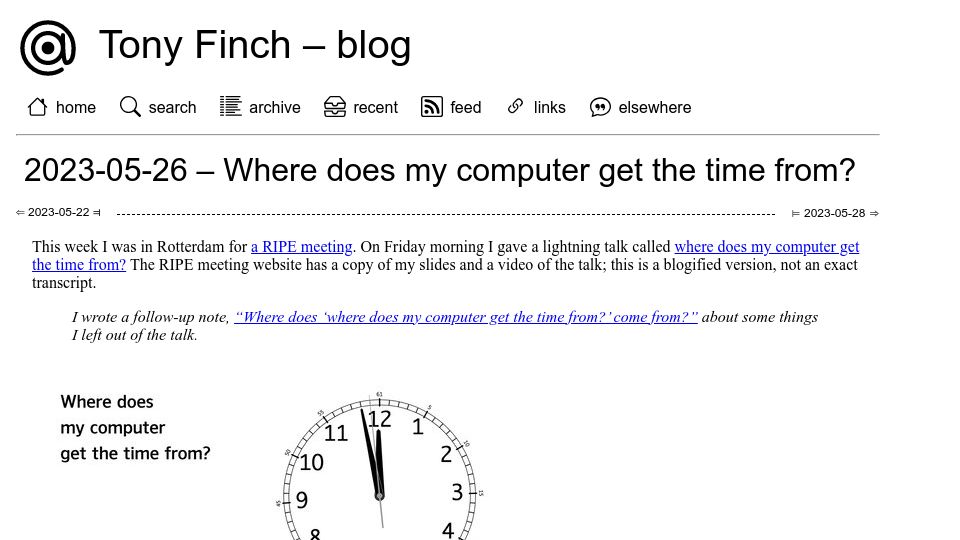Screenshot of dotat.at: Where does my computer get the time from?