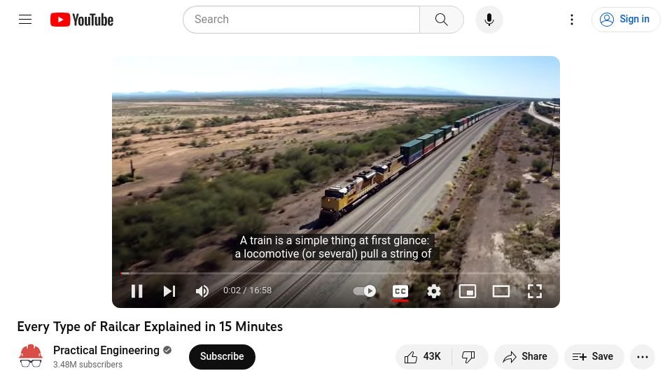 Screenshot of youtube.com: Every Type of Railcar Explained in 15 Minutes [video]