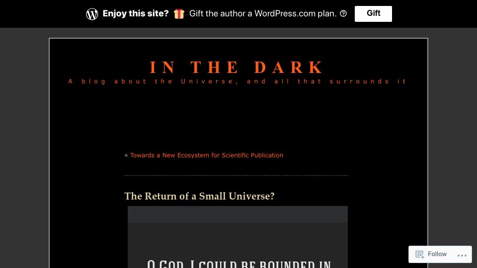 Screenshot of telescoper.blog: The Return of a Small Universe?