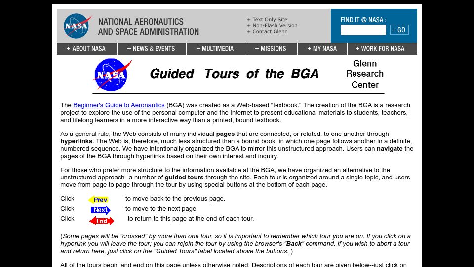 Screenshot of grc.nasa.gov: Beginner's Guide to Aeronautics