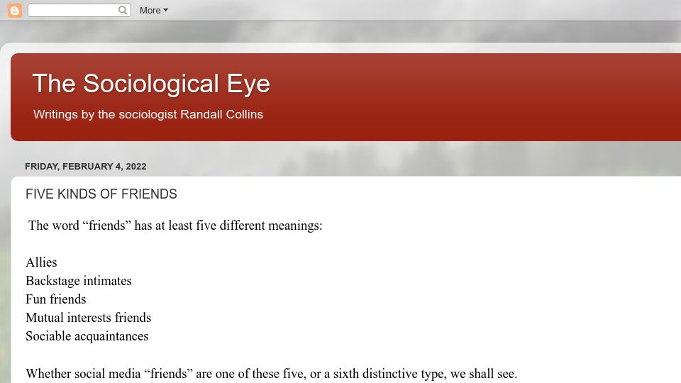 Screenshot of sociological-eye.blogspot.com: Five Kinds of Friends (2022)
