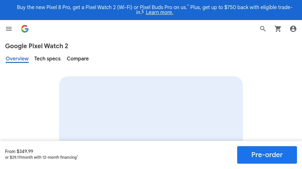 Screenshot of store.google.com: Google Pixel Watch 2