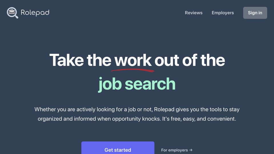Screenshot of rolepad.com: Show HN: A job application tracker with company reviews, recruiter autoresponder