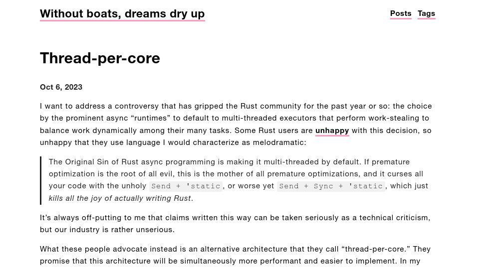 Screenshot of without.boats: Thread-per-core