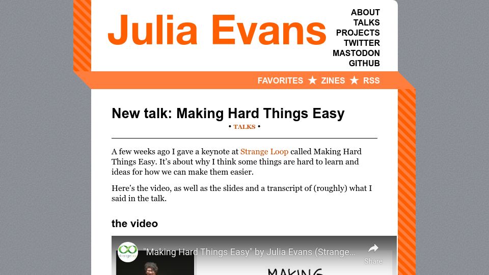 Screenshot of jvns.ca: Making Hard Things Easy