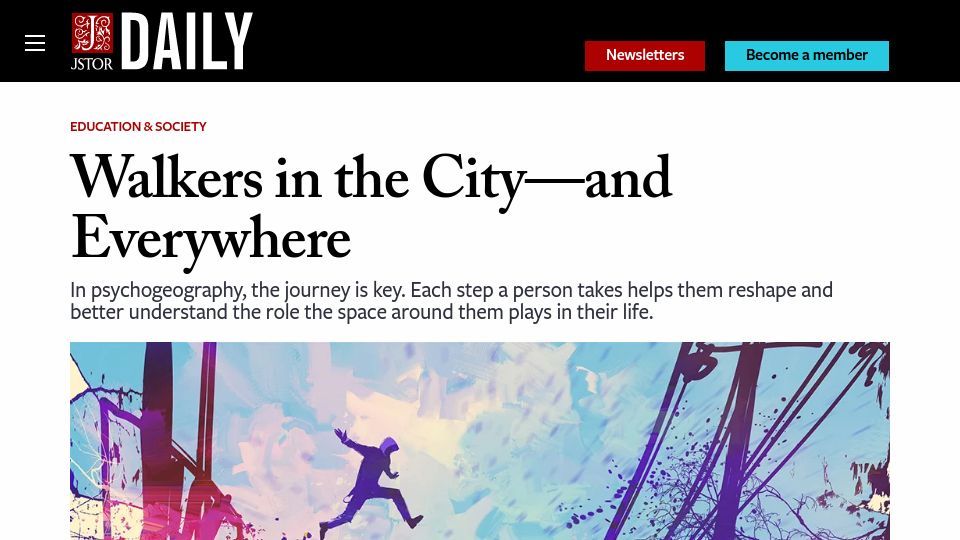 Screenshot of daily.jstor.org: Walkers in the city and everywhere