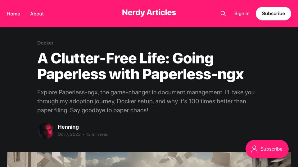 Screenshot of nerdyarticles.com: Paperless-ngx – Open source document management system