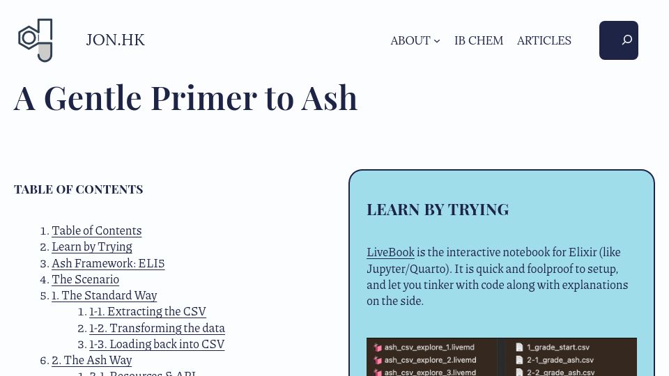 Screenshot of jon.hk: Ash: A Gentle Primer