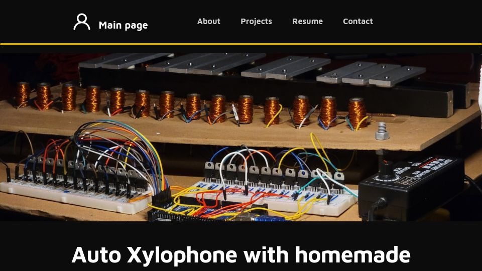 Screenshot of rachad47.github.io: Auto Xylophone with Homemade Solenoids