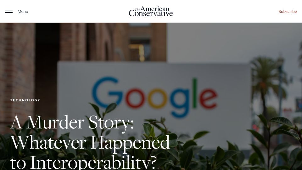 Screenshot of theamericanconservative.com: Whatever happened to interoperability?