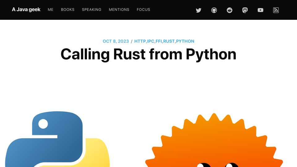 Screenshot of blog.frankel.ch: Calling Rust from Python