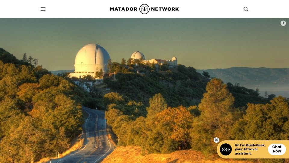 Screenshot of matadornetwork.com: Star observatories you can visit in the United States