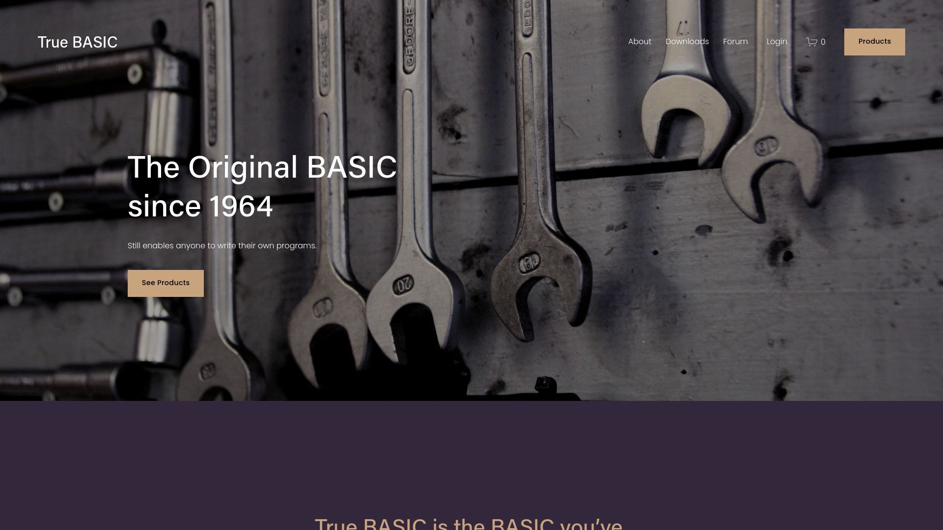 Screenshot of truebasic.com: True BASIC by Kemeny and Kurtz