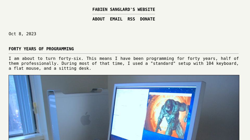 Screenshot of fabiensanglard.net: Forty years of programming