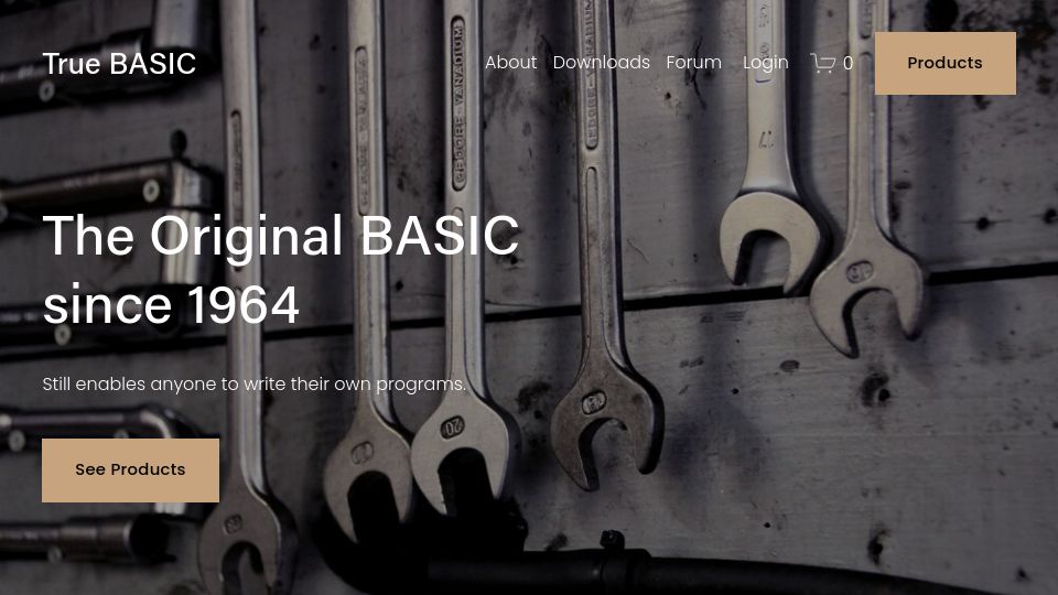 Screenshot of truebasic.com: True BASIC by Kemeny and Kurtz