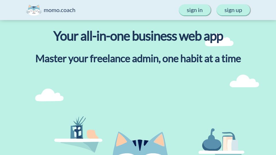 Screenshot of momo.coach: Show HN: I made a all-in-one web app to help me with my freelance admin tasks