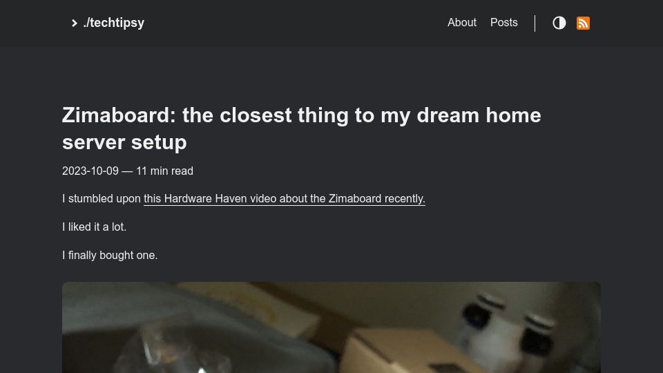 Screenshot of ounapuu.ee: Zimaboard: The closest thing to my dream home server setup