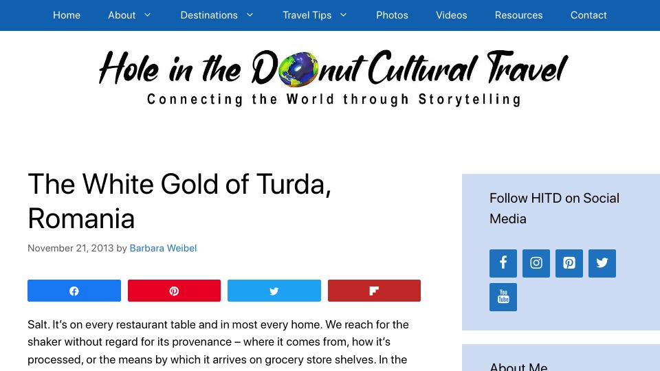 Screenshot of holeinthedonut.com: The White Gold of Turda, Romania