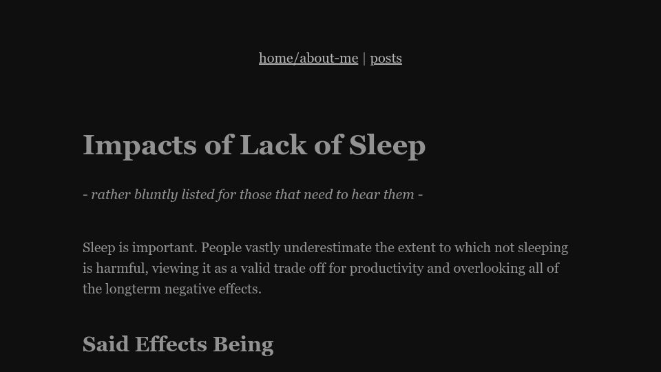 Screenshot of belkarx.github.io: Impacts of lack of sleep