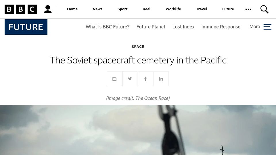 Screenshot of bbc.com: The Soviet spacecraft cemetery in the Pacific