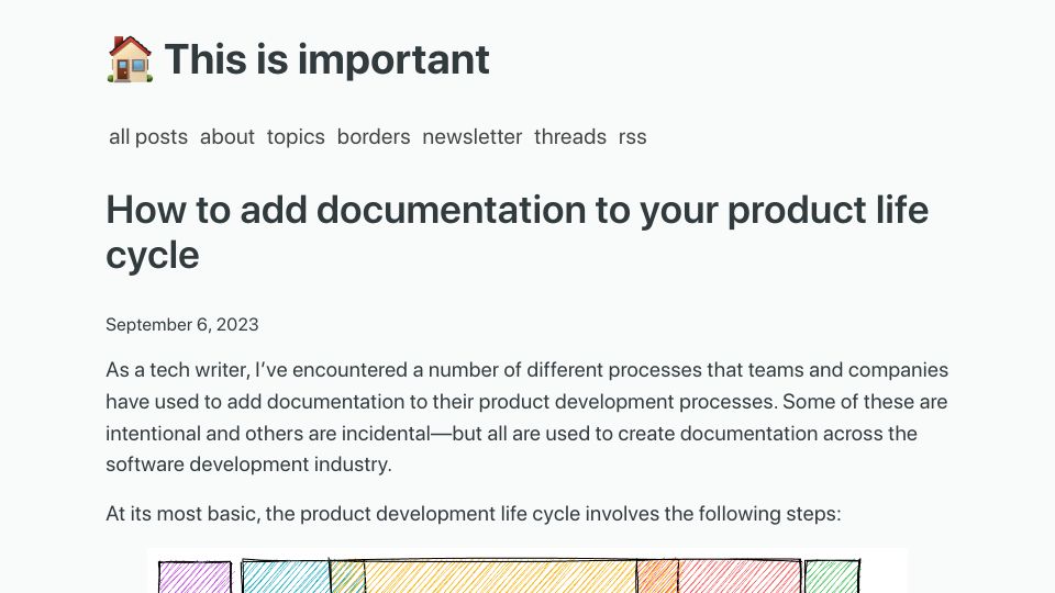 Screenshot of thisisimportant.net: How to add documentation to your product life cycle