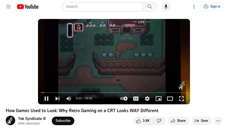 Screenshot of youtube.com: How Games Used to Look: Why Retro Gaming on a CRT Looks Different [video]