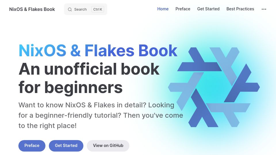 Screenshot of nixos-and-flakes.thiscute.world: NixOS and Flakes Book: An unofficial book for beginners (free)