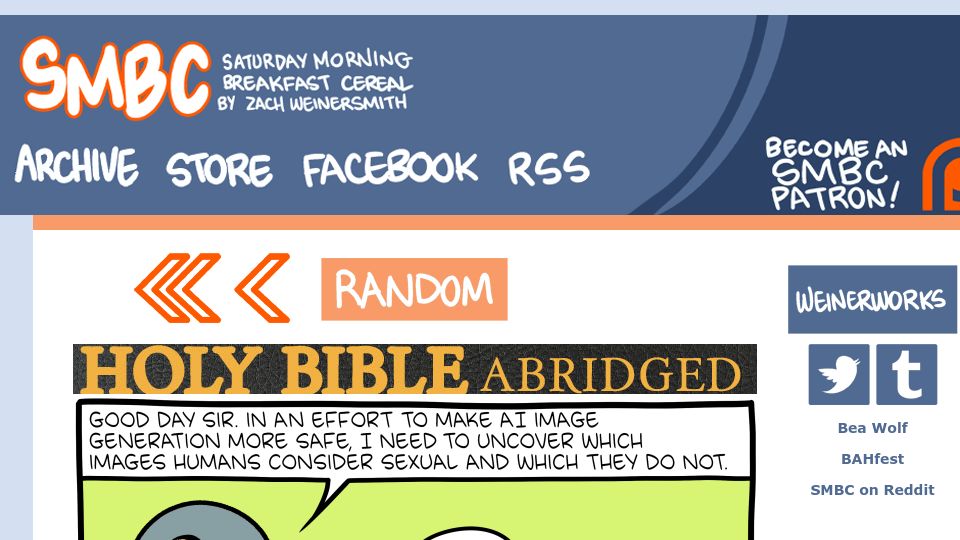 Screenshot of smbc-comics.com: Safe AI Image Generation