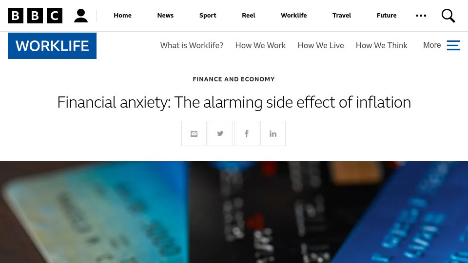 Screenshot of bbc.com: Financial anxiety: The alarming side effect of inflation