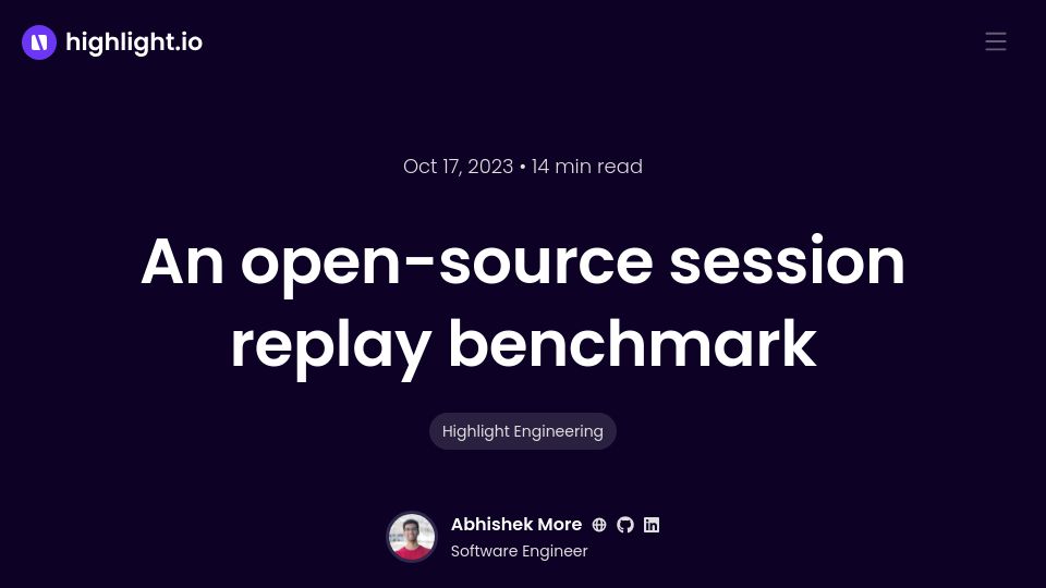 Screenshot of highlight.io: Measuring the performance impact of session replay