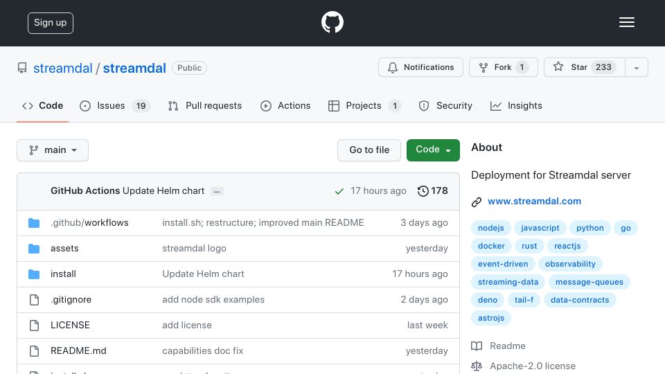 Screenshot of github.com: Show HN: Streamdal – an open-source tail -f for your data