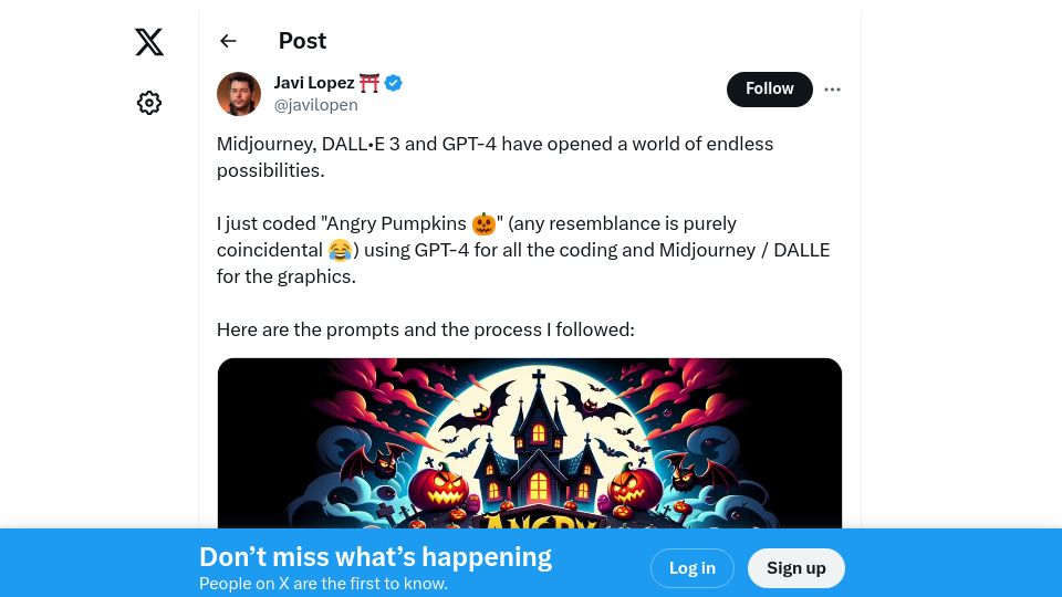 Screenshot of twitter.com: Copying Angry Birds with nothing but AI