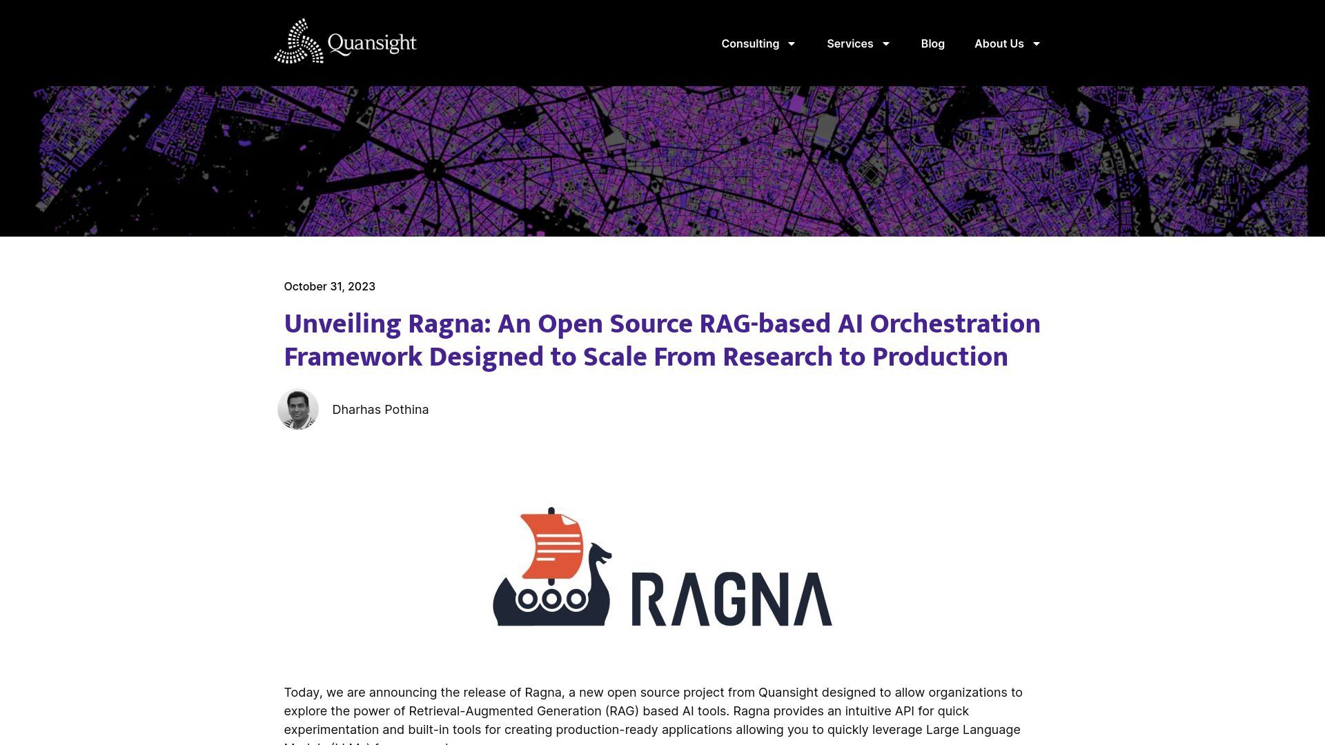Screenshot of quansight.com: Unveiling Ragna: An Open Source RAG-Based AI Orchestration Framework