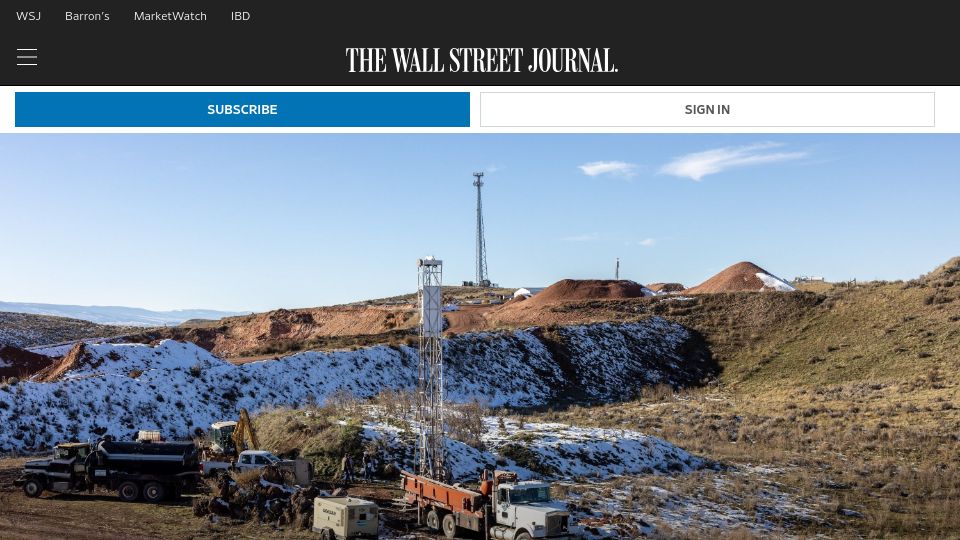 Screenshot of wsj.com: Wyoming discovery could be America's first new source of rare-earths since 1952