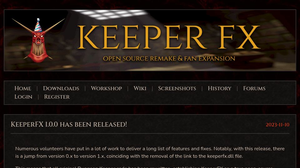 Screenshot of keeperfx.net: Dungeon KeeperFX 1.0