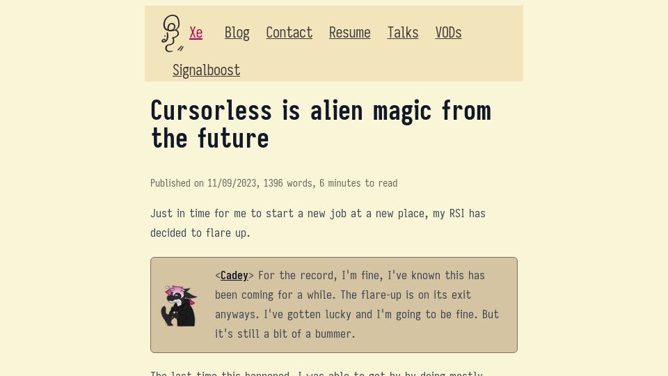 Screenshot of xeiaso.net: Cursorless is alien magic from the future