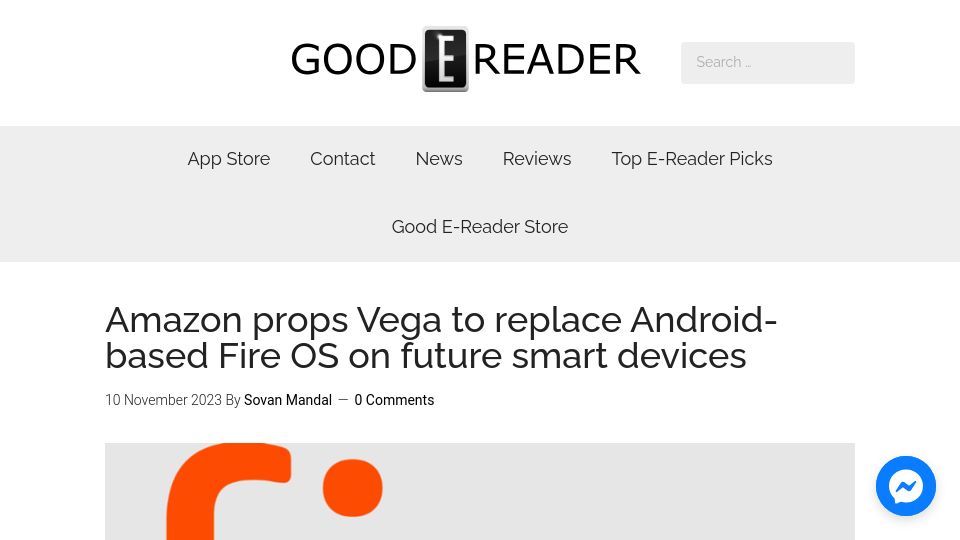 Screenshot of goodereader.com: Amazon props Vega to replace Android-based Fire OS on future smart devices