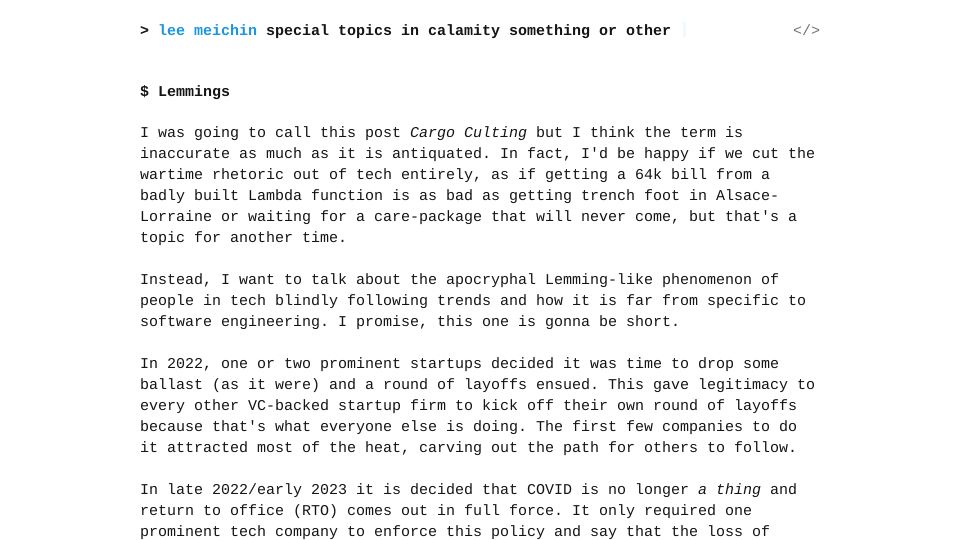 Screenshot of leemeichin.com: Lemmings