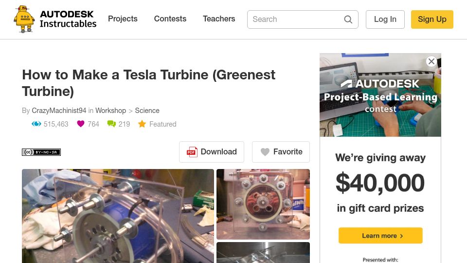 Screenshot of instructables.com: How to Make a Tesla Turbine