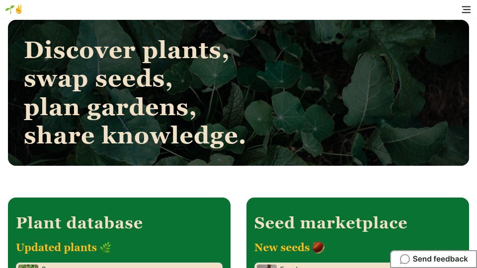 Screenshot of permapeople.org: Discover plants, swap seeds, plan gardens, share knowledge