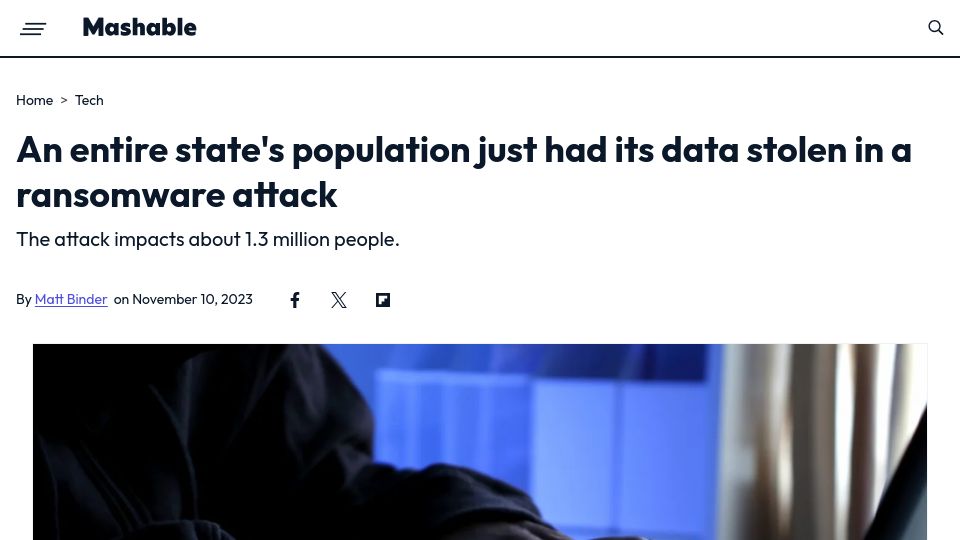 Screenshot of maine.gov: MOVEit global security incident
