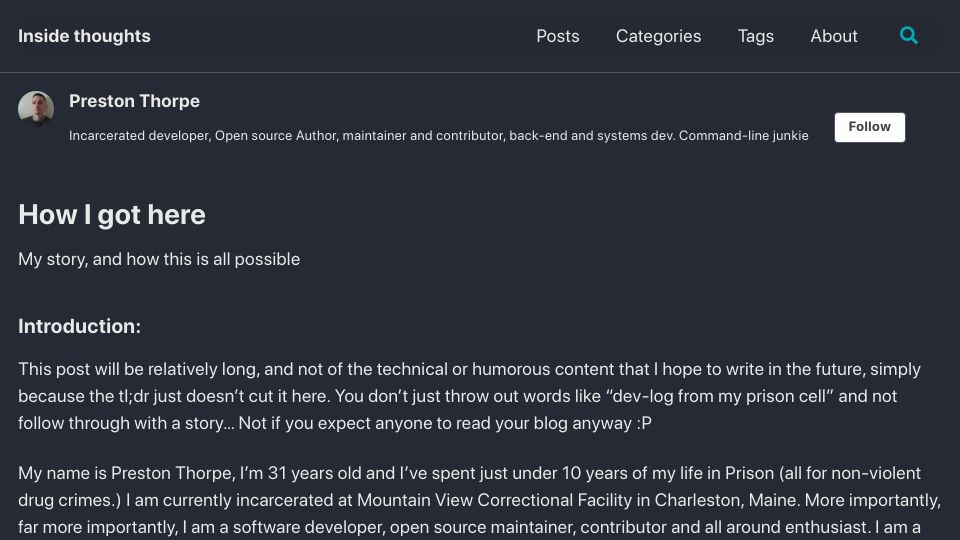 Screenshot of pthorpe92.github.io: How I got here